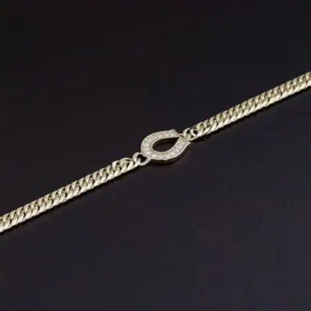 K18馬蹄ブレスレット【ダイヤ0.14ct・18cm】【配送不可地域：沖縄県】【1405842】