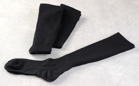 【22-24cm】着圧 先丸 ハイソックス Sサイズ 2足組 (ブラック) 靴下 足のむくみや立ち仕事に最適！