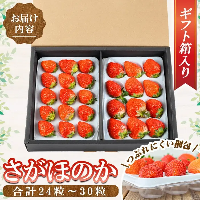 a881-02 【土日祝着】＜先行予約受付中！2027年2月上旬～3月下旬に発送予定＞ いちご・さがほのか(合計24粒～30粒)【佳農園】国産 鹿児島県産 苺 イチゴ フルーツ 果物 くだもの ギフト 贈答用