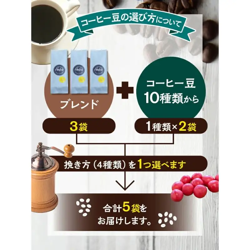 【豆】（ブレンド3+ブラジルサントス2）挽き立てコーヒー豆 750gセット コーヒー豆 焙煎 コーヒー【hgo001A-d-10】