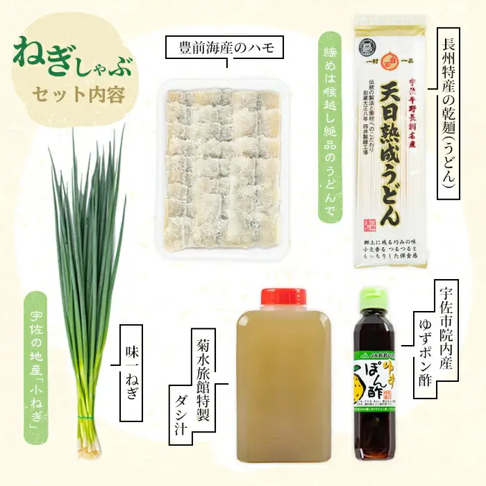 ねぎしゃぶ(鱧はも)ミニセット(5品)ねぎしゃぶ しゃぶしゃぶ 鱧 はも 鍋 お鍋 セット【101500102】【菊水旅館】