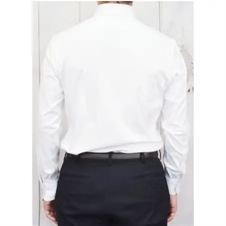 【ヨシダシャツ】長袖ニットドレスシャツ(釦ダウン)ピマコットンスムース・ホワイト・Lサイズ_装飾品・工芸品 男性・メンズ 洋服 _【1223683】