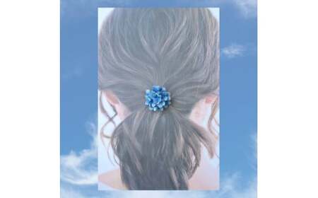 紫陽花 ブルー 革花 ポニーフック /レザーアクセサリー/夏 ヘア アクセサリー 牛革 革 レディース ハンドメイド 贈り物 プレゼント 夏
