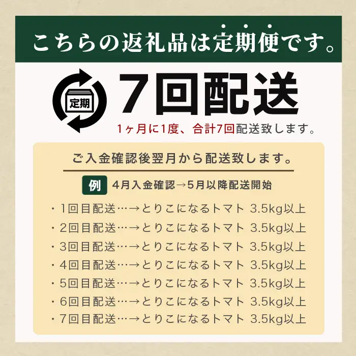 【7回定期便】【先行受付】2026年12月下旬より順次発送予定｜とりこになるトマト 3.5kg以上｜トマト 野菜 農家直送 ギフト 人気 佐賀県鹿島市 たにぐちファーム Ricotomato（リコトマト）～とりこになるトマト～  E-108