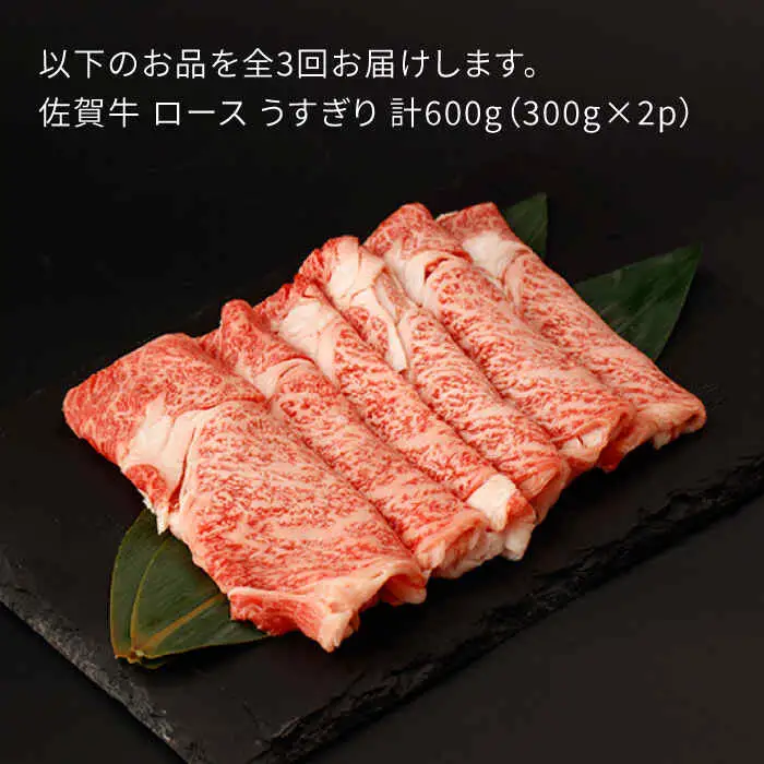 【定期便】牛肉 ロース薄切り 計600g NAC146 牛肉 全3回