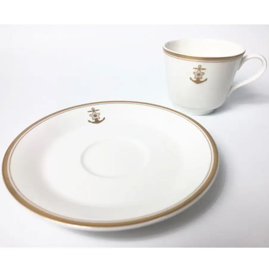 コーヒーカップ＆ソーサー2客セット（桜に錨）鳴海製陶製  化粧箱入り カップアンドソーサー 食器 陶器 ギフト 贈り物 プレゼント 広島県 呉市 ku091-054-r