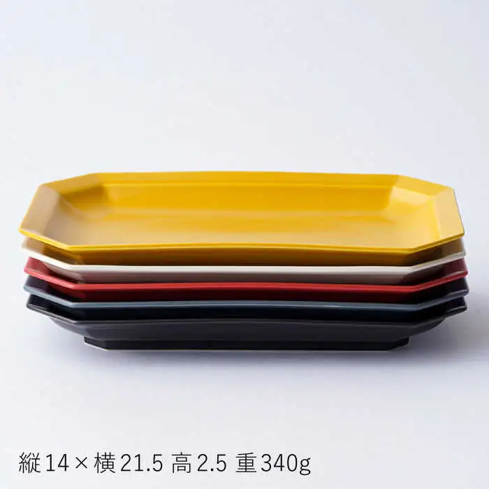 【波佐見焼】 Cheerful 長角プレート 5色セット （Y/R/GR/W/BK）角皿 食器 皿 平皿 うつわ【Cheer house】[AC209] 波佐見焼
