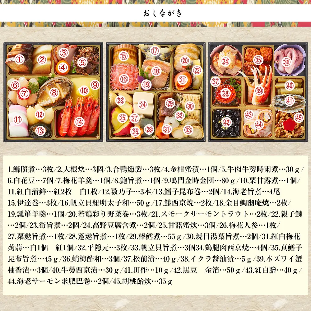 【京料理 道楽】冷蔵おせち 三段重「清新」約3～4人前 料亭おせち