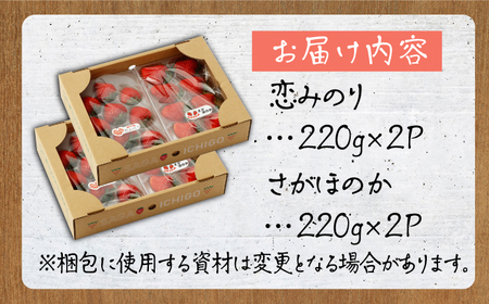 【先行予約 2027年1月以降発送】恋みのり＆さがほのか 計880g（各種220g×2パック）詰め合わせ / いちご [IBH011]
