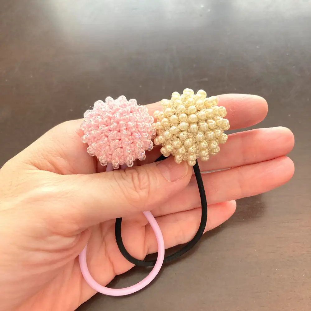 【Aヘアゴムブラック】ビーズのヘアゴム５個※着日指定不可｜ヘアアクセサリー