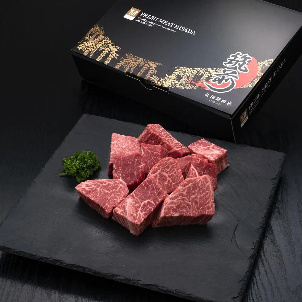 (全3回定期便)【訳あり】博多和牛ヒレサイコロステーキ(不揃い) 600g