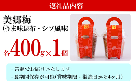 南高梅 梅干し 美郷梅 昆布 シソ風味 セット 各400g×1 3Lサイズ A級品