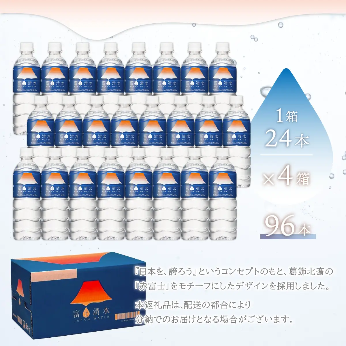 【5ヶ月連続】富士清水 JAPANWATER 500ml　4箱セット　計96本　YD002