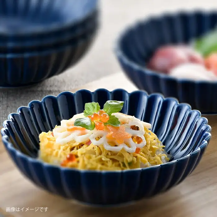【波佐見焼】菊彫 瑠璃色 ルリ取鉢（大）5個セット食器 皿【福田陶器店】[PA274] 波佐見焼