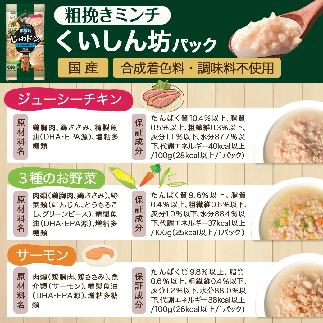 ≪愛犬ご飯≫霧島鶏じゅわドーン!粗挽きミンチ4種セット※ポスト投函〔LC-3303〕_(都城市) 粗挽きミンチ 4種 お野菜 お肉 チキン 犬用 バラエティーパック ポスト投函