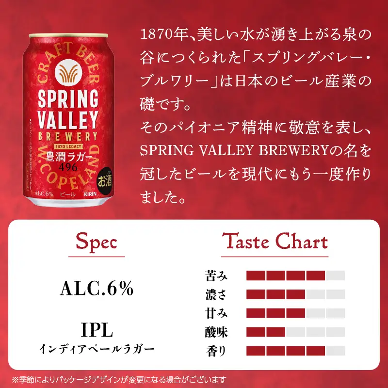 キリン スプリングバレー 豊潤ラガー〈496〉350ml×24本（1ケース） AFA0002