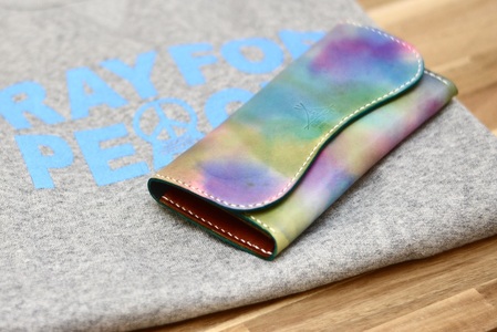 【限定1個】BLUE.ART 黒部の名水染めレザーロングトラッカーウォレット３（長財布） 雑貨 革小物 姫路レザー 牛ヌメ革 経年変化 カード6連収納 ジップ式小銭入れ 