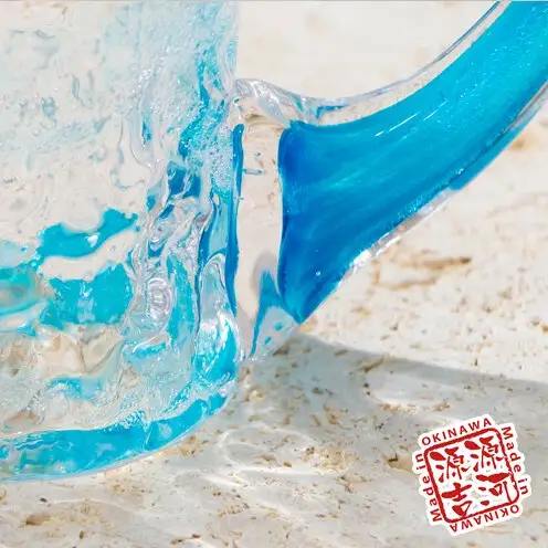 【琉球ガラス】源河源吉　源河の泡　ビアマグ（水色）