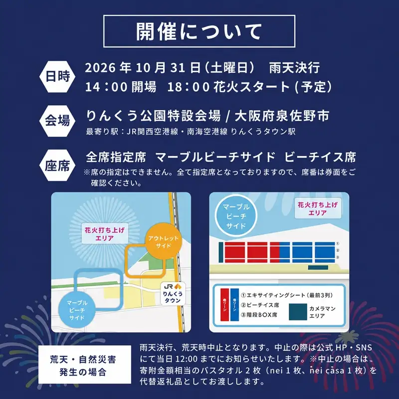 大阪芸術花火2026 観覧チケット マーブルビーチサイド ビーチイス席