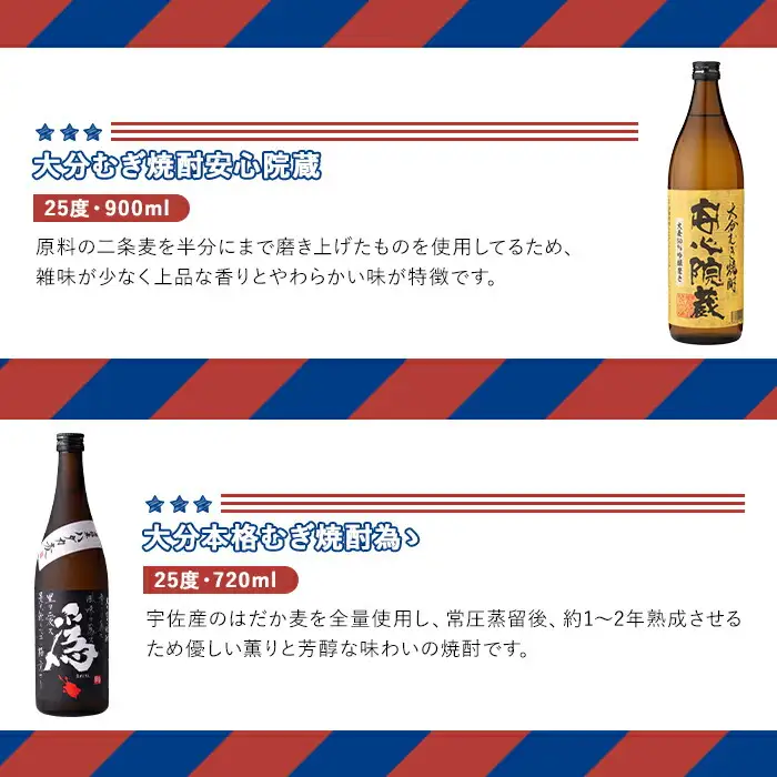 「老舗酒蔵」焼酎飲み比べギフトTHE USA Box/DX(合計2.34L)麦焼酎 久保 為ゝ 安心院蔵 お酒 酒 プレゼント 贈答用【114000700】【一般社団法人　地域商社USA】