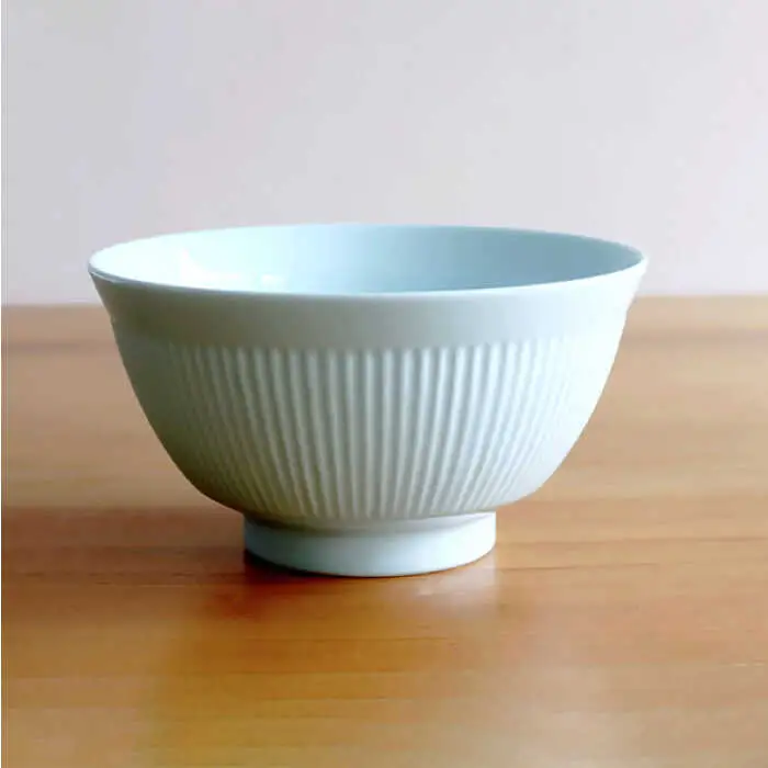 【白山陶器】【よしず彫】丼とレンゲ 青白釉 4ピースセット[TA146]