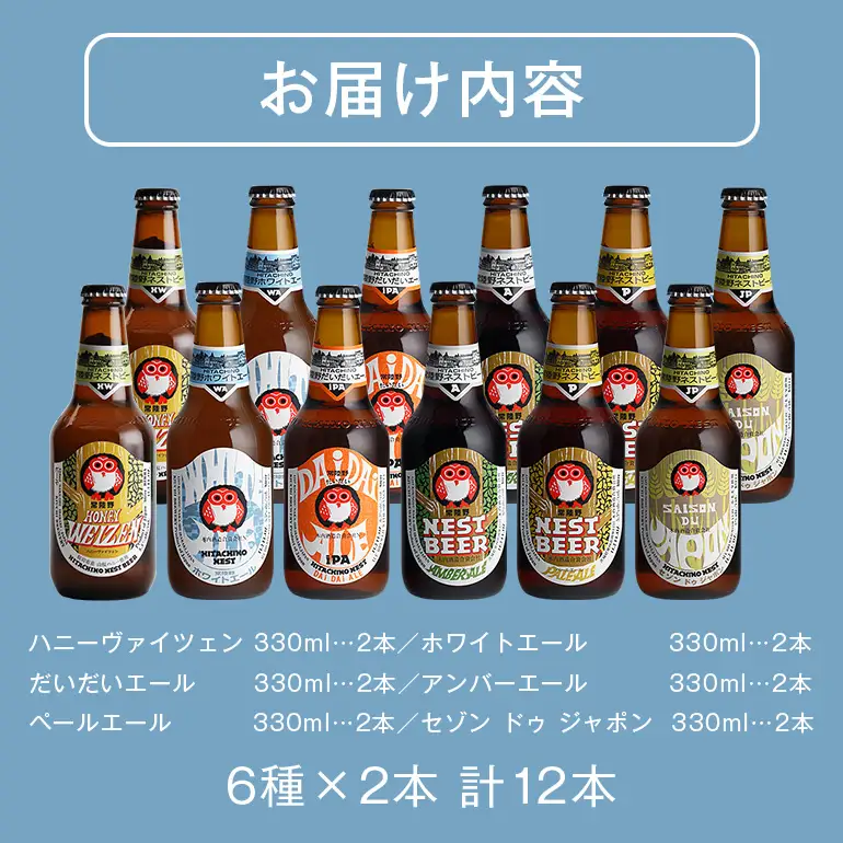 ビール 常陸野ネストビール 6種12本 飲み比べセット ハニーヴァイツェン入り 父の日 まだ間に合う 父の日ギフト ギフト お酒クラフトビール 地ビール ご当地ビール お中元 ギフトビールセット 暑中見舞い 