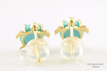 ピアス K18 亀 ターコイズ イエローゴールド スタッドピアス ジュエリーケース付き [シエロ 山梨県 中央市 21470772] アクセサリー ジュエリー アクセ 18金 ハワイ ハワイアン ウミガメ 