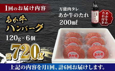 【全6回定期便】あか牛 100％ハンバーグ セット 120g×6個【有限会社 三協畜産】 国産 赤身 赤牛 褐牛 あかうし [ZEB066]