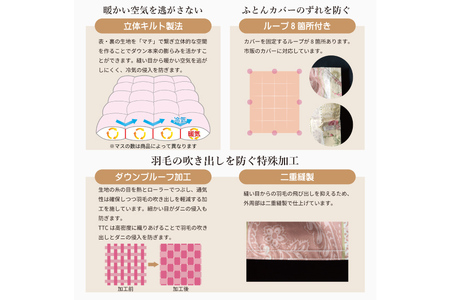 【春秋用】 高級 軽量 羽毛布団 シングル 合掛け 中厚  ( アリーチェ 青 柄 )｜[川村羽毛 山梨県 韮崎市 20743615]