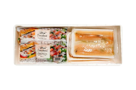 スモークサーモン2～3P(計400g)＆塩サーモンハラス220g×5P A-09121