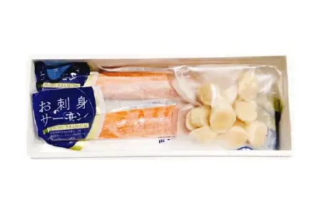 お刺身ほたて貝柱300g＆お刺身トラウトサーモン1～2P(計600g) A-09129