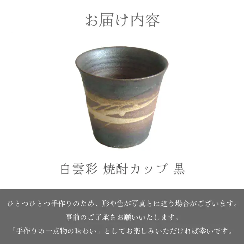越前焼のふるさと越前町からお届け！白雲彩 焼酎カップ（黒）国成窯 越前焼 越前焼き 【珈琲 コップ カップ マグカップ 食器  ギフト うつわ 電子レンジ 食洗機  工芸品 陶芸作家 陶器 】 [e25-a021]