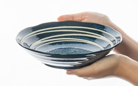 【美濃焼】花紺 パスタ皿 3点 セット【山正各務陶器】485204 食器 プレート 皿 鉢 ボウル カレー皿 パスタ皿 サラダ 青 ブルー ネイビー ギフト 送料無料[MFW007]