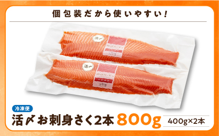 【期間限定発送】海峡サーモン　活〆お刺身さく2本 800g