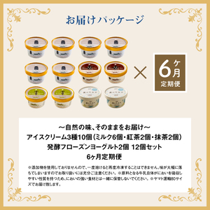 【定期便：全6回】【無添加】 アイスクリーム 3種 10個 フローズンヨーグルト 2個 セット アイス 無添加 ミルク 紅茶 抹茶 フローズンヨーグルト スイーツ 食後 定期便 6ヶ月 ふるさと納税 北海道 中標津町【1104702】