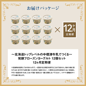 【定期便：全12回】【無添加】北海道 フローズンヨーグルト×12個【1105502】