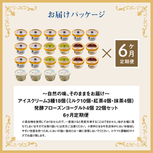 【定期便：全6回】【無添加】 アイスクリーム3種18個とフローズンヨーグルト4個セット アイス ミルク 紅茶 抹茶 フローズンヨーグルト 計22個 無添加 デザート 食後 定期便 6ヶ月 ふるさと納税 北海道 中標津町【1105702】