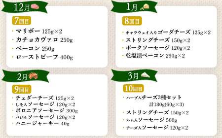 【数量限定】【定期便：全10回】職人手作りチーズ・ソーセージ定期便（全24種）【1700501】