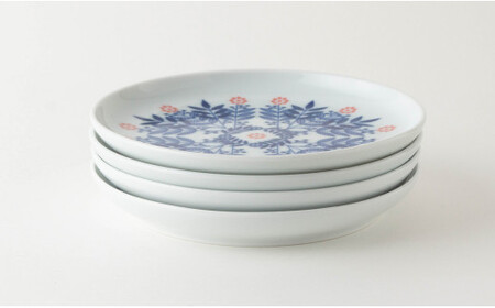 【かさねて収納♪多用途うつわ】HANA 取皿 径15cm 4枚セット【KIHARA】有田焼 器 うつわ 食器 皿 取皿 小皿 ケーキ皿 パン皿 プレート サラダプレート かわいい 昭和 レトロ 食洗機対応 キハラ A35-369
