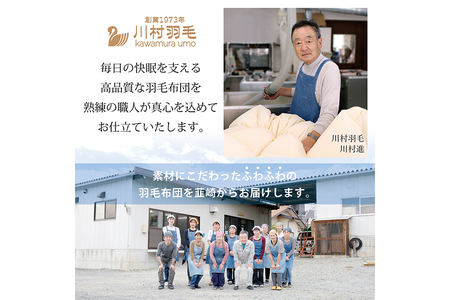 【春秋用】羽毛布団 シングル 合掛け 中厚  60番手サテン (レオーネ 青 柄 )｜[川村羽毛 山梨県 韮崎市 20741797]
