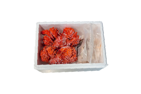 【北海道根室産】花咲かに400g前後～550g前後×2尾、たこ唐揚げ250g×2P B-30048