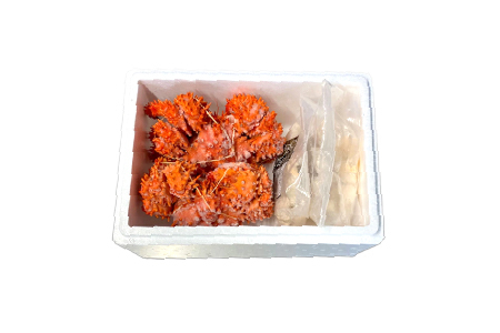 【北海道根室産】花咲かに500g前後～650g前後×2尾、たこ唐揚げ250g×2P C-36075