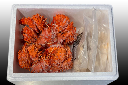 【北海道根室産】花咲かに400g～550g前後×2尾、たこ唐揚げ250g×2P B-70047