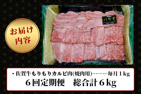 佐賀牛　もりもりカルビ肉（焼き肉用）定期便６回コース　総重量６kg 　V-51