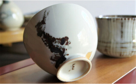 乃利陶窯【さびもん】李白錆紋様 一服碗 湯呑 お湯のみ 酒器 有田焼 食器 器 うつわ A14-145