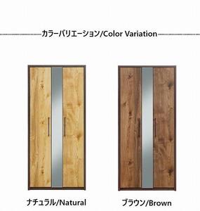 ワードローブ 引き戸 スリム ミラー おしゃれ 服吊り 木目調 洋服収納 ナチュラル