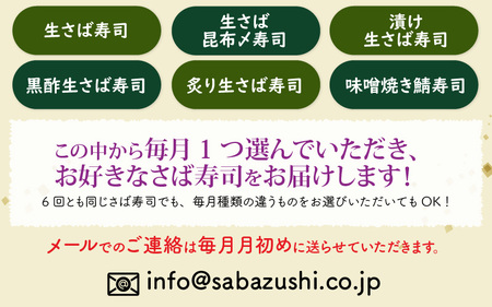【 定期便6回コース 】選べる！贅沢すぎる「さば寿司」定期便 [H-013029] / 鯖寿司
