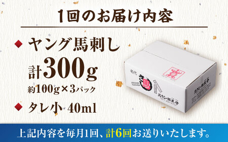 【6回定期便】ヤング馬刺し 計300g（3pc）＋タレ小【馬刺しの郷 民守】馬肉 熊本県 特産品 馬刺し  [ZBL074]
