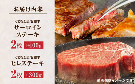 くまもと黒毛和牛 ステーキ食べ比べ ヒレステーキ×2枚 サーロインステーキ×2枚【馬刺しの郷 民守】 熊本県産 九州産 和牛ヒレ サーロイン  [ZBL027]