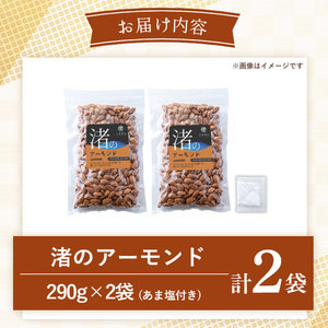 No.1035-A 渚のアーモンド(計580g・290g×2袋) ナッツ おつまみ 無塩 ノンオイル 国内製造 アーモンド 常温 常温発送【末永商店】